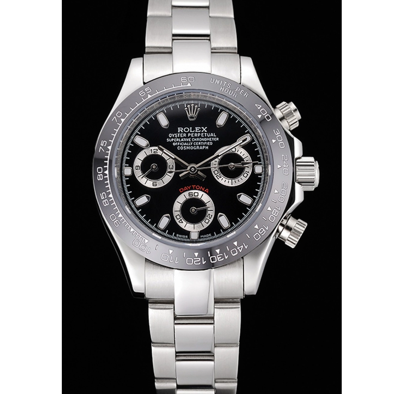 Aaa replica Silver Black Stainless Stainless Cosmograph Steel Case Daytona Rolex Steel Subdials 622635 0616